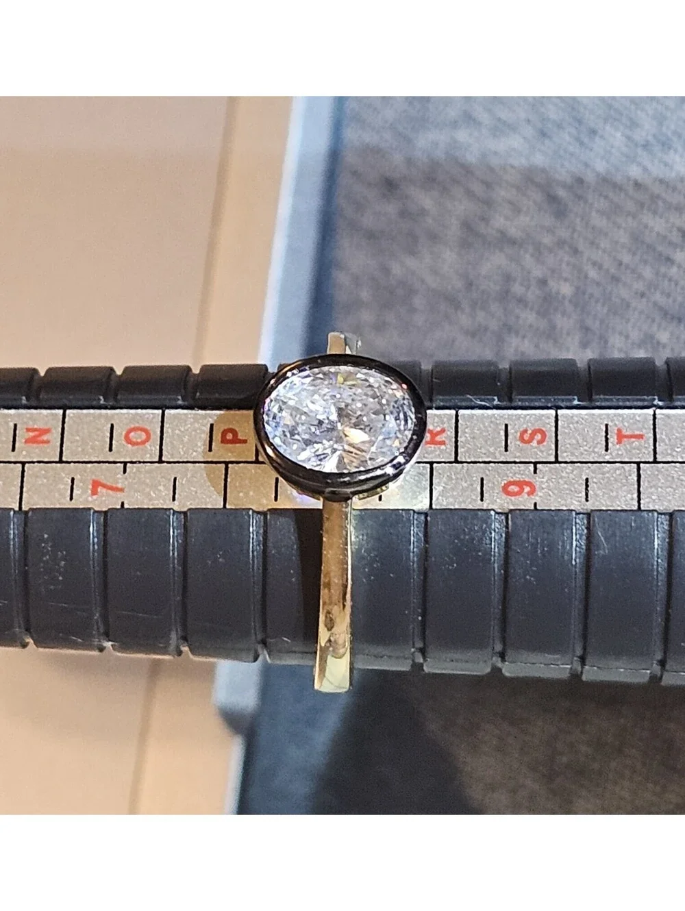 Black Enamel Gold-plated CZ Ring Sz 8 Oval Bezel Set Low Profile NWOT